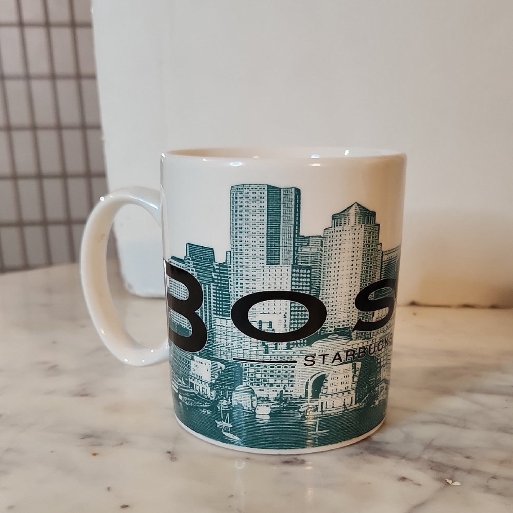 Vintage | Starbucks Boston Skyline Mug - White and Teal 2002